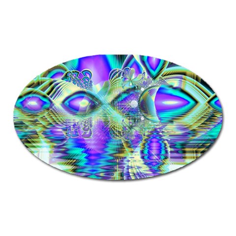 Abstract Peacock Celebration, Golden Violet Teal Magnet (Oval) from ArtsNow.com Front