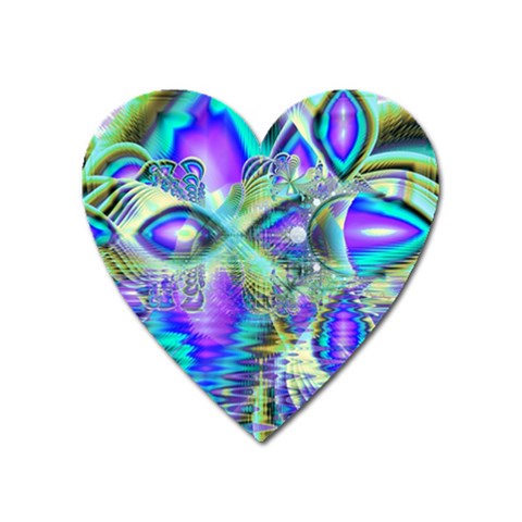 Abstract Peacock Celebration, Golden Violet Teal Magnet (Heart) from ArtsNow.com Front