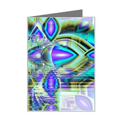 Abstract Peacock Celebration, Golden Violet Teal Mini Greeting Card from ArtsNow.com Left