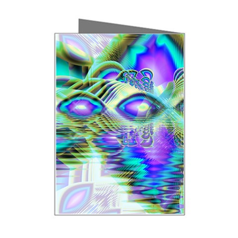 Abstract Peacock Celebration, Golden Violet Teal Mini Greeting Card from ArtsNow.com Right