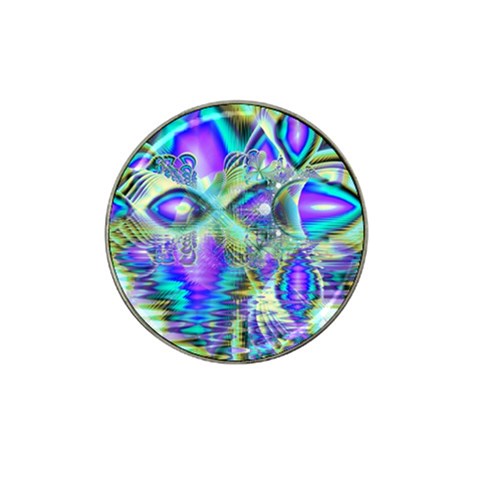 Abstract Peacock Celebration, Golden Violet Teal Golf Ball Marker (for Hat Clip) from ArtsNow.com Front