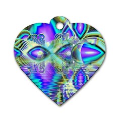 Abstract Peacock Celebration, Golden Violet Teal Dog Tag Heart (Two Sided) from ArtsNow.com Front