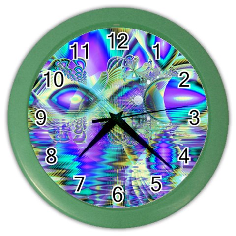 Abstract Peacock Celebration, Golden Violet Teal Wall Clock (Color) from ArtsNow.com Front