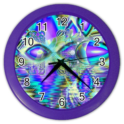 Abstract Peacock Celebration, Golden Violet Teal Wall Clock (Color) from ArtsNow.com Front