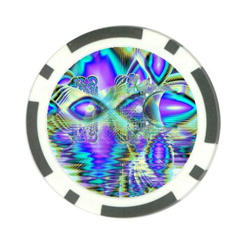 Abstract Peacock Celebration, Golden Violet Teal Poker Chip from ArtsNow.com Front