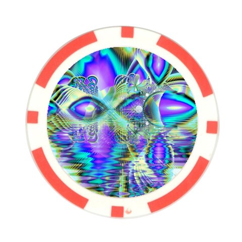 Abstract Peacock Celebration, Golden Violet Teal Poker Chip from ArtsNow.com Front