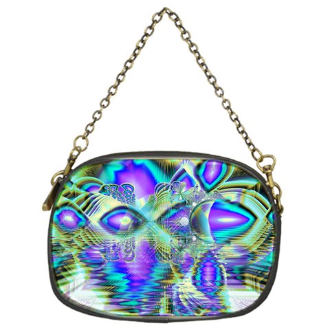 Abstract Peacock Celebration, Golden Violet Teal Chain Purse (One Side) from ArtsNow.com Front