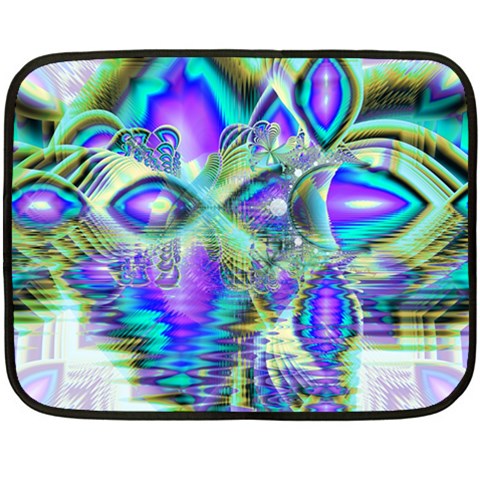 Abstract Peacock Celebration, Golden Violet Teal Mini Fleece Blanket (Two Sided) from ArtsNow.com 35 x27  Blanket Back