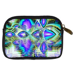 Abstract Peacock Celebration, Golden Violet Teal Digital Camera Leather Case from ArtsNow.com Back