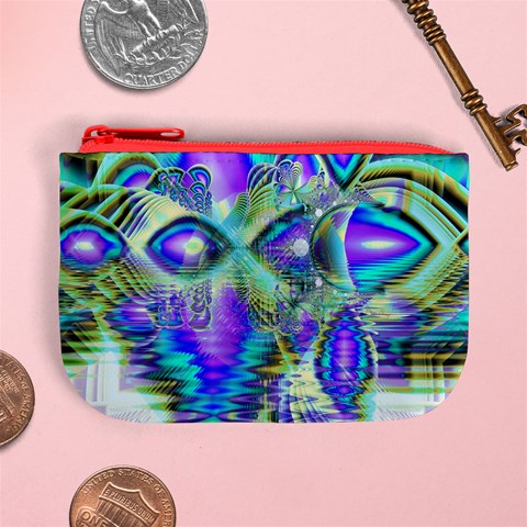 Abstract Peacock Celebration, Golden Violet Teal Coin Change Purse from ArtsNow.com Front