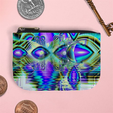 Abstract Peacock Celebration, Golden Violet Teal Coin Change Purse from ArtsNow.com Front