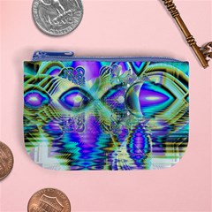 Abstract Peacock Celebration, Golden Violet Teal Coin Change Purse from ArtsNow.com Front