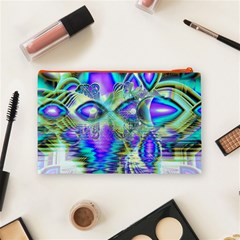 Abstract Peacock Celebration, Golden Violet Teal Cosmetic Bag (Medium) from ArtsNow.com Back