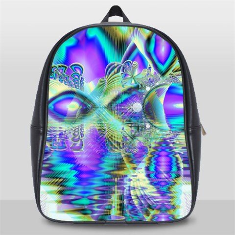 Abstract Peacock Celebration, Golden Violet Teal School Bag (Large) from ArtsNow.com Front