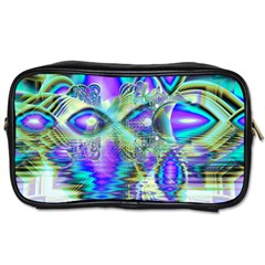 Abstract Peacock Celebration, Golden Violet Teal Travel Toiletry Bag (Two Sides) from ArtsNow.com Front