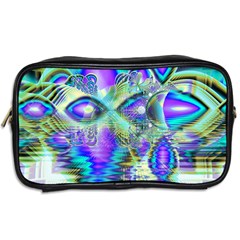 Abstract Peacock Celebration, Golden Violet Teal Travel Toiletry Bag (Two Sides) from ArtsNow.com Back