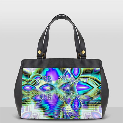 Abstract Peacock Celebration, Golden Violet Teal Oversize Office Handbag (One Side) from ArtsNow.com Front