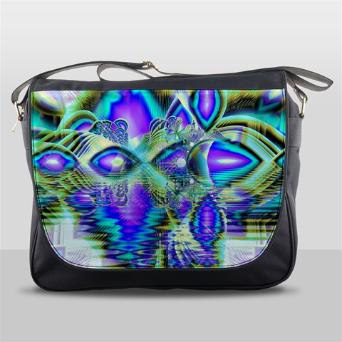 Abstract Peacock Celebration, Golden Violet Teal Messenger Bag from ArtsNow.com Front