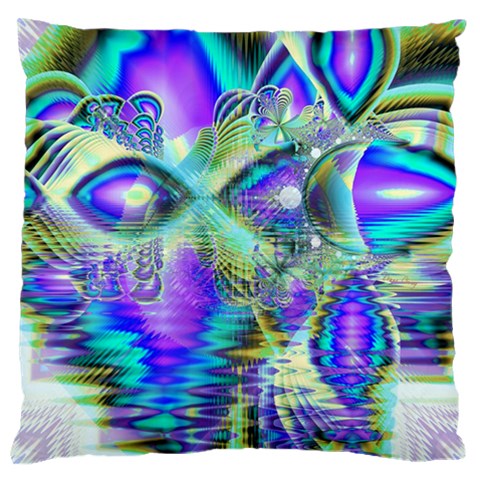 Abstract Peacock Celebration, Golden Violet Teal Large Cushion Case (Single Sided)  from ArtsNow.com Front