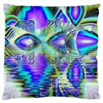 Abstract Peacock Celebration, Golden Violet Teal Large Cushion Case (Single Sided) 