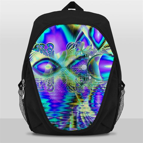 Abstract Peacock Celebration, Golden Violet Teal Backpack Bag from ArtsNow.com Front