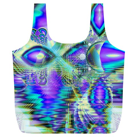 Abstract Peacock Celebration, Golden Violet Teal Reusable Bag (XL) from ArtsNow.com Front