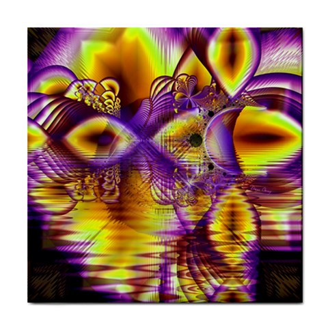 Golden Violet Crystal Palace, Abstract Cosmic Explosion Ceramic Tile from ArtsNow.com Front