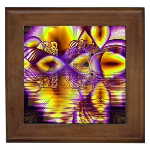 Golden Violet Crystal Palace, Abstract Cosmic Explosion Framed Ceramic Tile from ArtsNow.com Front