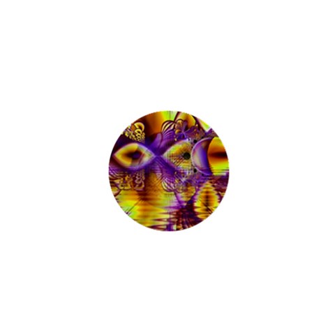 Golden Violet Crystal Palace, Abstract Cosmic Explosion 1  Mini Button from ArtsNow.com Front