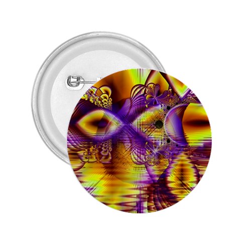 Golden Violet Crystal Palace, Abstract Cosmic Explosion 2.25  Button from ArtsNow.com Front