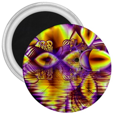 Golden Violet Crystal Palace, Abstract Cosmic Explosion 3  Button Magnet from ArtsNow.com Front