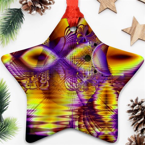 Golden Violet Crystal Palace, Abstract Cosmic Explosion Star Ornament from ArtsNow.com Front