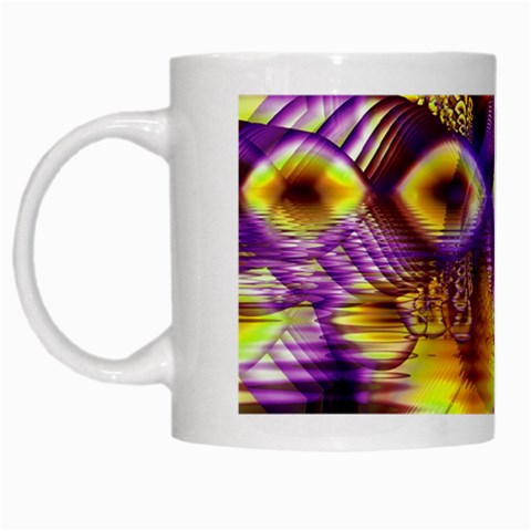 Golden Violet Crystal Palace, Abstract Cosmic Explosion White Coffee Mug from ArtsNow.com Left