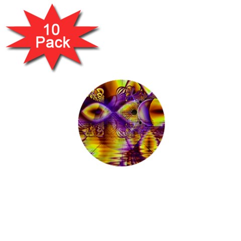 Golden Violet Crystal Palace, Abstract Cosmic Explosion 1  Mini Button (10 pack) from ArtsNow.com Front