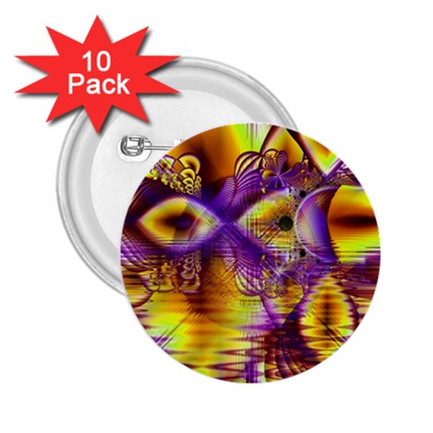 Golden Violet Crystal Palace, Abstract Cosmic Explosion 2.25  Button (10 pack) from ArtsNow.com Front