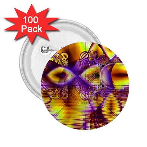 Golden Violet Crystal Palace, Abstract Cosmic Explosion 2.25  Button (100 pack) from ArtsNow.com Front