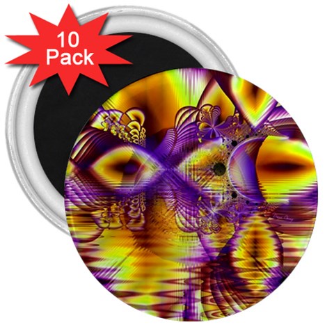 Golden Violet Crystal Palace, Abstract Cosmic Explosion 3  Button Magnet (10 pack) from ArtsNow.com Front