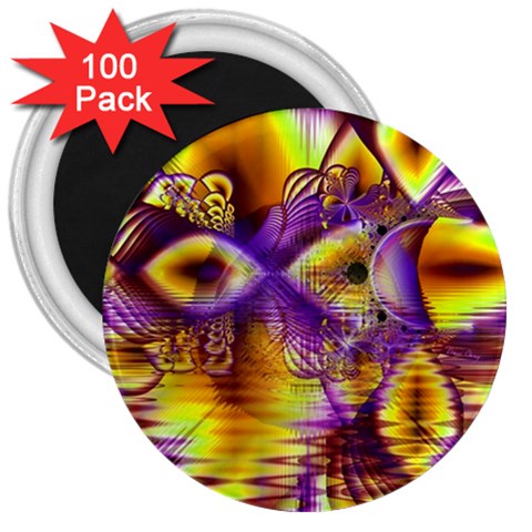 Golden Violet Crystal Palace, Abstract Cosmic Explosion 3  Button Magnet (100 pack) from ArtsNow.com Front