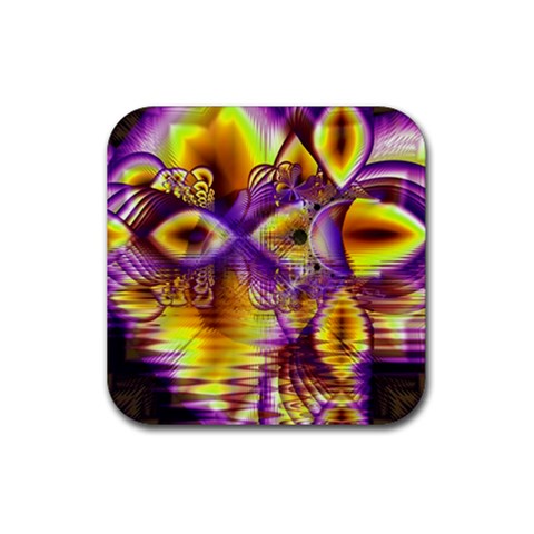 Golden Violet Crystal Palace, Abstract Cosmic Explosion Drink Coaster (Square) from ArtsNow.com Front