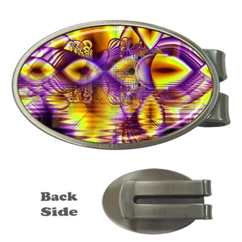 Golden Violet Crystal Palace, Abstract Cosmic Explosion Money Clip (Oval) from ArtsNow.com Front