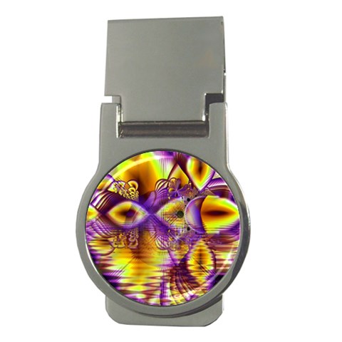 Golden Violet Crystal Palace, Abstract Cosmic Explosion Money Clip (Round) from ArtsNow.com Front