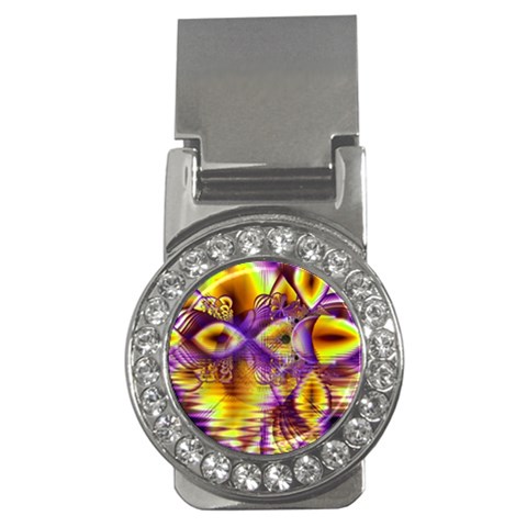 Golden Violet Crystal Palace, Abstract Cosmic Explosion Money Clip (CZ) from ArtsNow.com Front