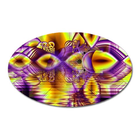 Golden Violet Crystal Palace, Abstract Cosmic Explosion Magnet (Oval) from ArtsNow.com Front