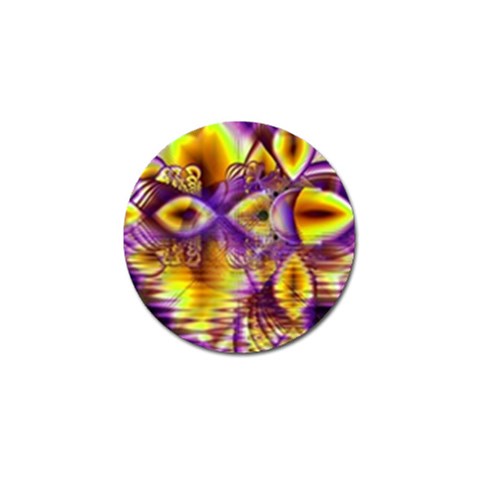 Golden Violet Crystal Palace, Abstract Cosmic Explosion Golf Ball Marker from ArtsNow.com Front