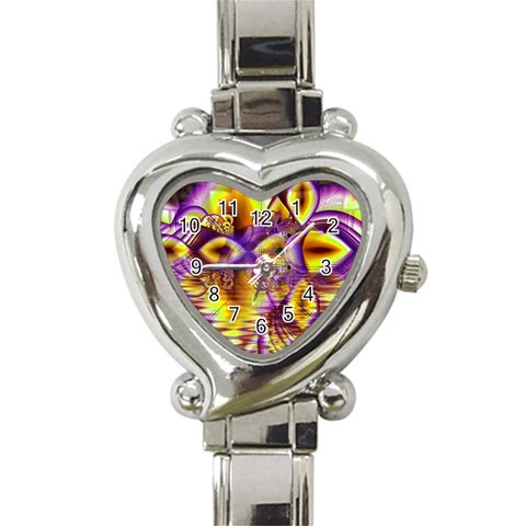 Golden Violet Crystal Palace, Abstract Cosmic Explosion Heart Italian Charm Watch  from ArtsNow.com Front