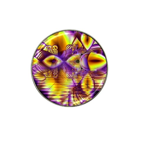 Golden Violet Crystal Palace, Abstract Cosmic Explosion Golf Ball Marker (for Hat Clip) from ArtsNow.com Front