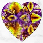 Golden Violet Crystal Palace, Abstract Cosmic Explosion Jigsaw Puzzle (Heart)