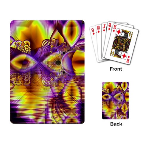 Golden Violet Crystal Palace, Abstract Cosmic Explosion Playing Cards Single Design from ArtsNow.com Back