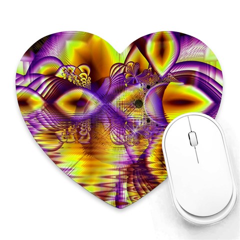 Golden Violet Crystal Palace, Abstract Cosmic Explosion Mouse Pad (Heart) from ArtsNow.com Front