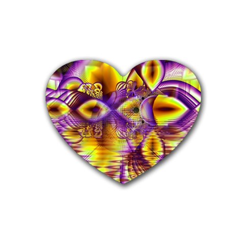 Golden Violet Crystal Palace, Abstract Cosmic Explosion Drink Coasters 4 Pack (Heart)  from ArtsNow.com Front